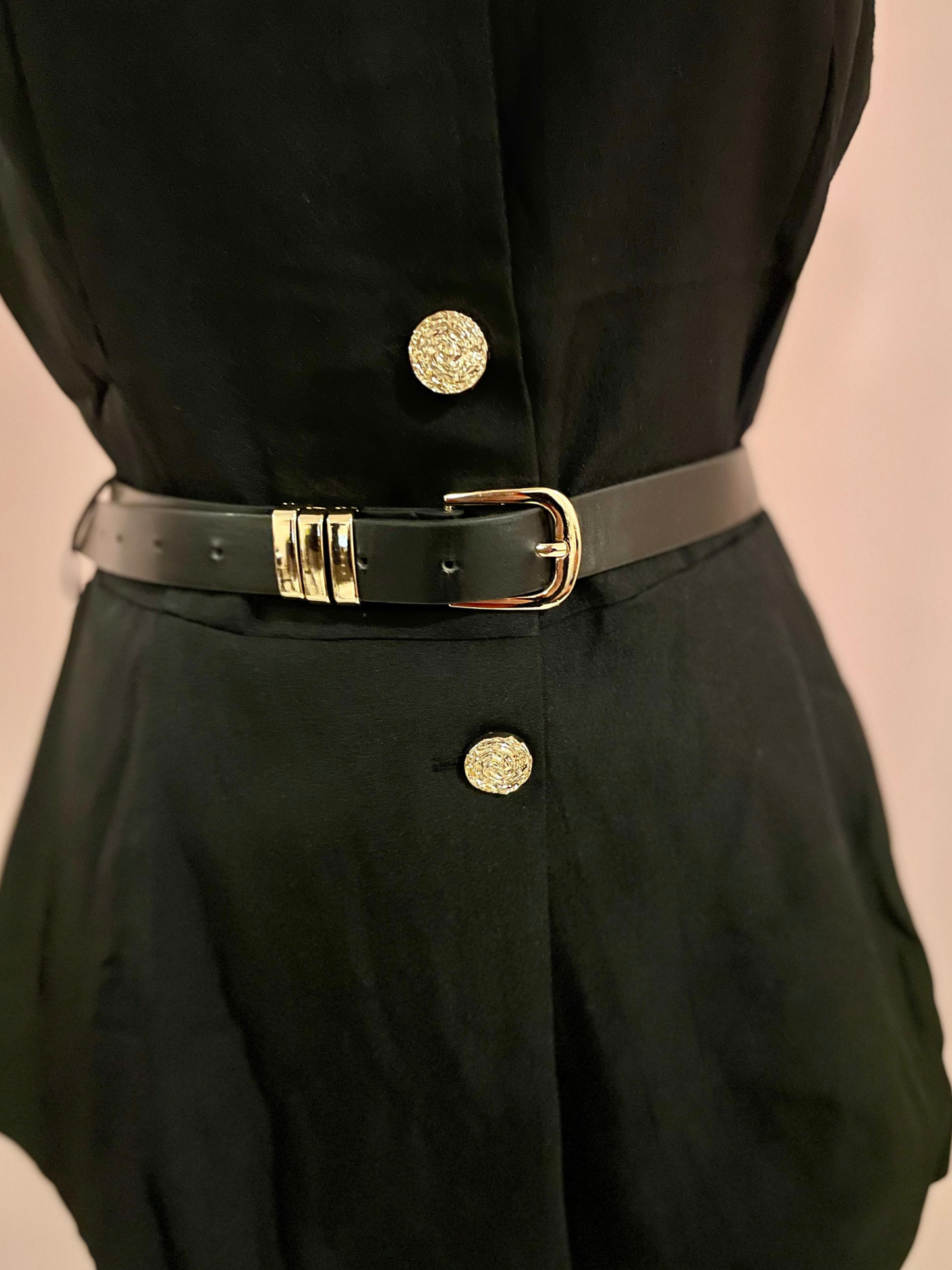 Conjunto de vestir de botones dorados (incluye cinto)