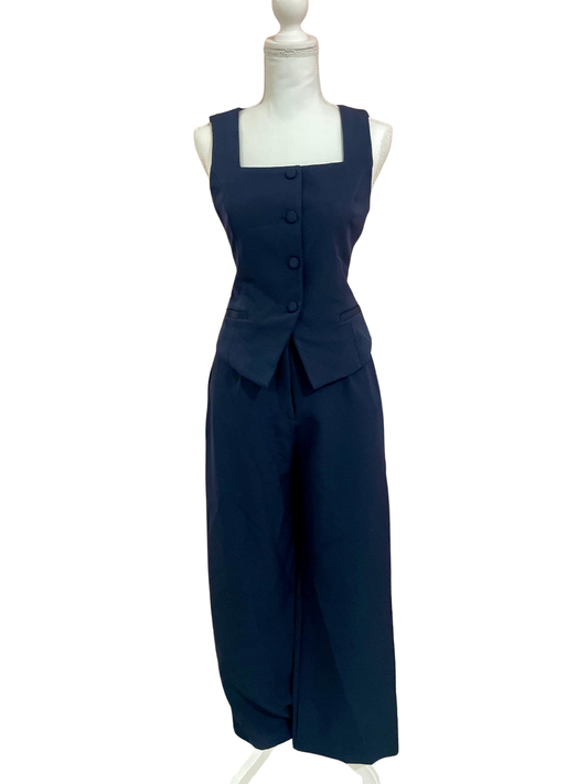 Conjunto de vestir Azul Marino- Escote cuadrado