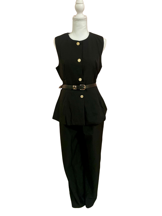 Conjunto de vestir de botones dorados (incluye cinto)
