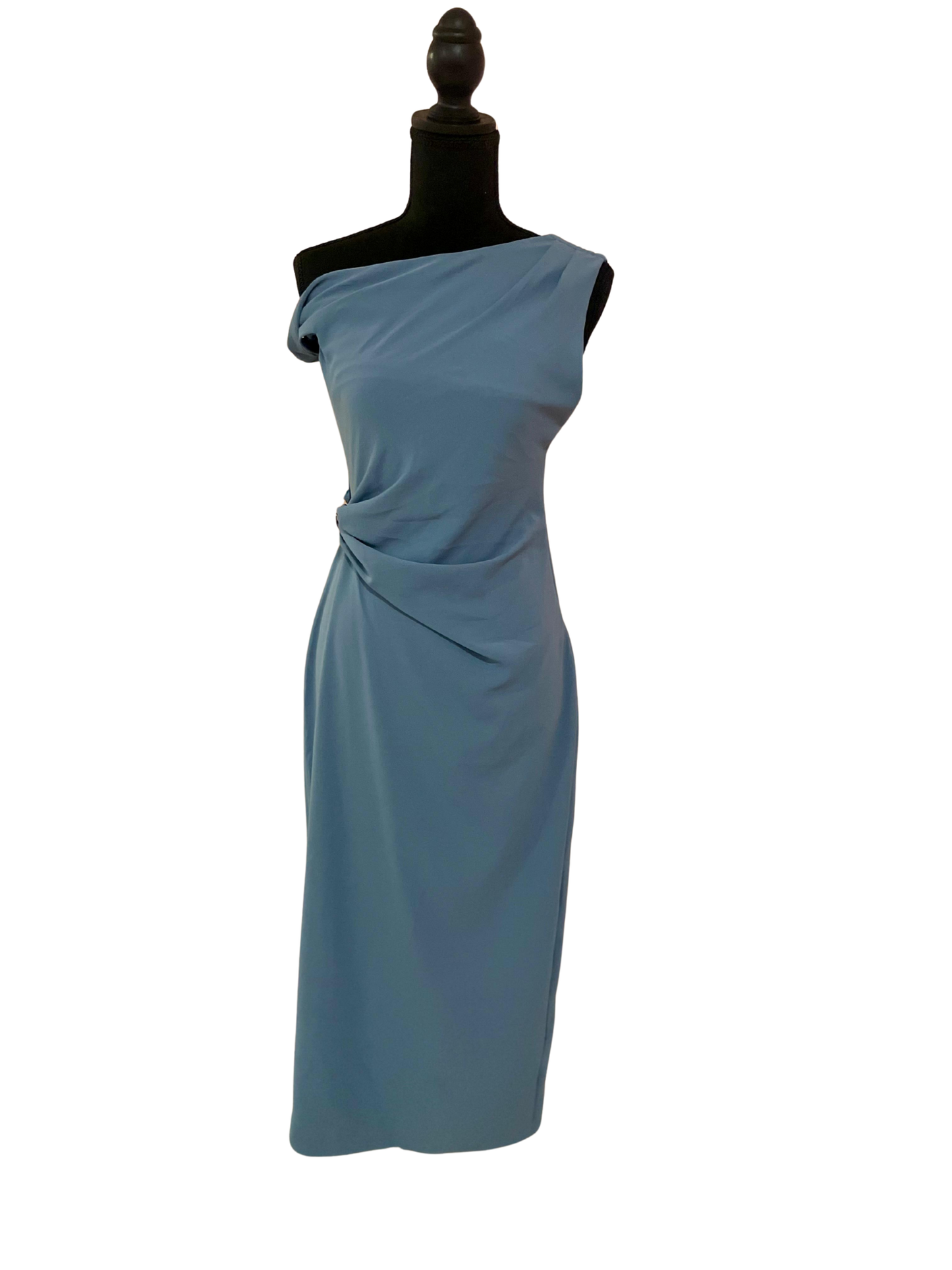 Vestido Midi Asimétrico con Detalle Fruncido