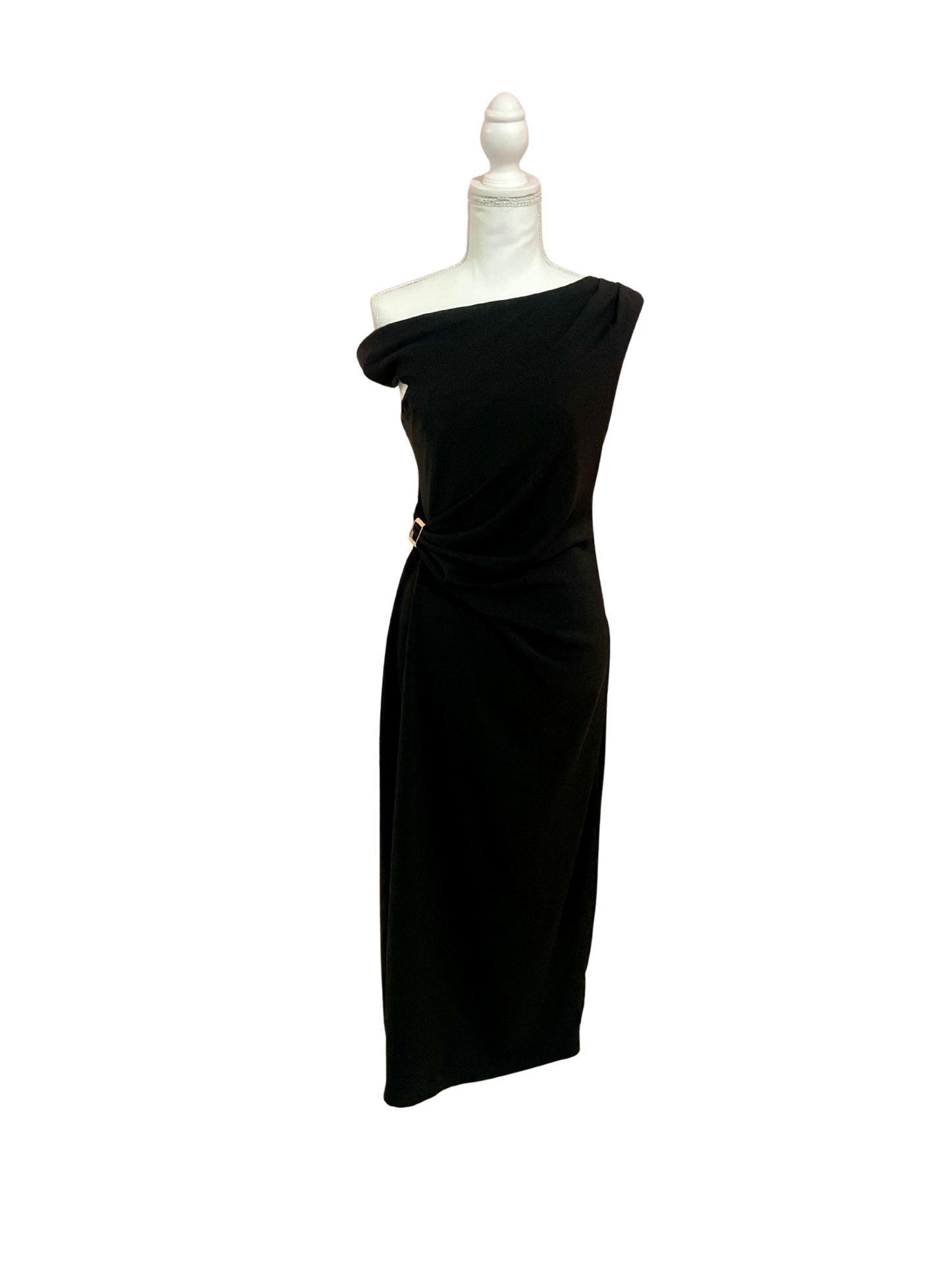 Vestido Midi Asimétrico con Detalle Fruncido