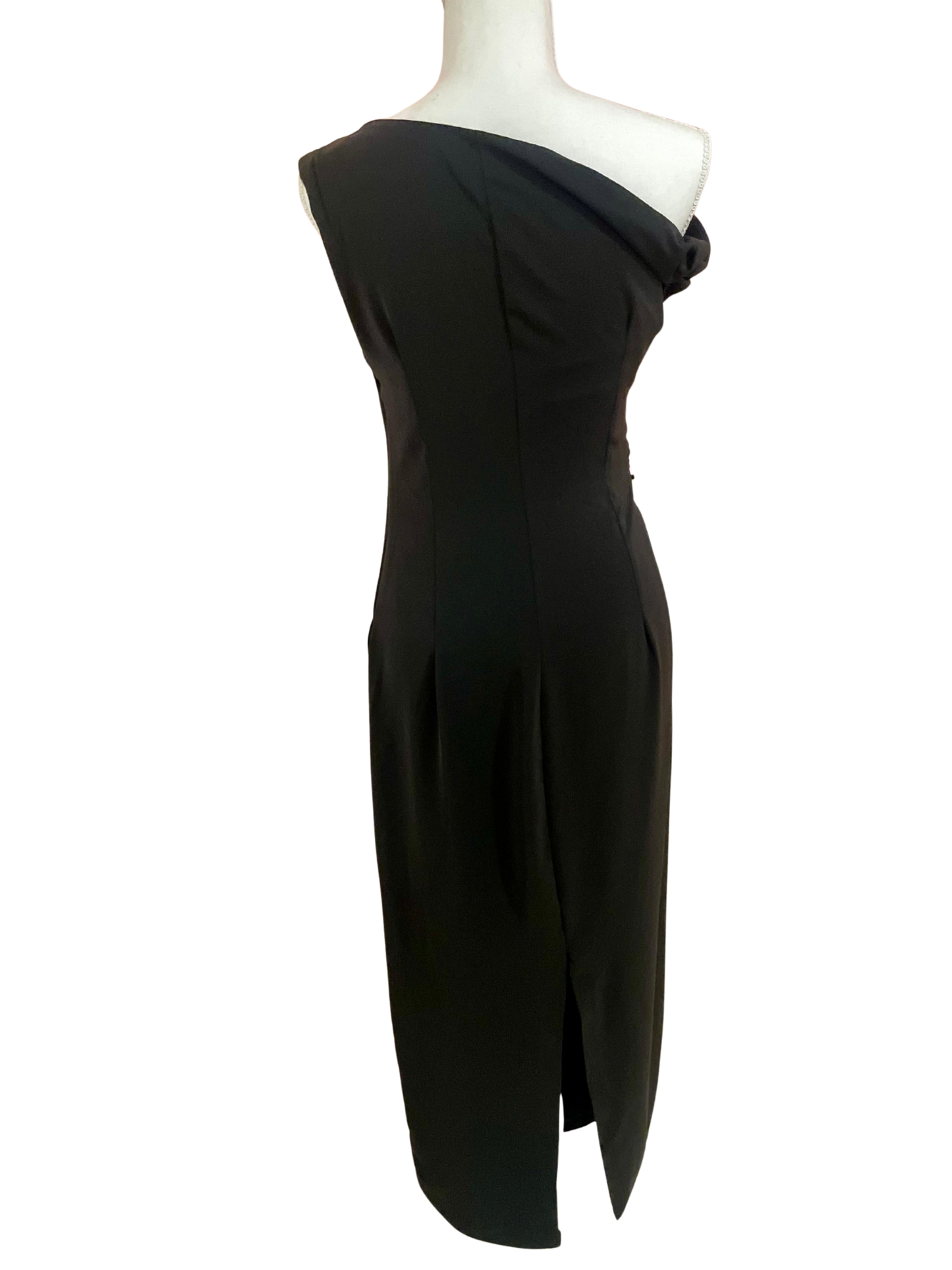 Vestido Midi Asimétrico con Detalle Fruncido