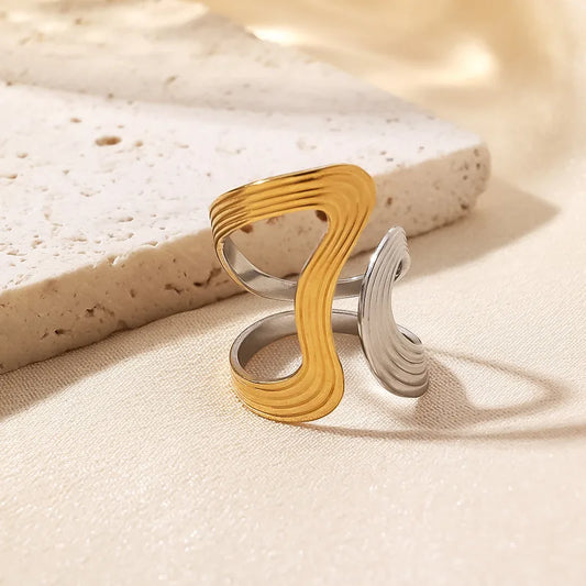 Anillo combinado plateado- oro