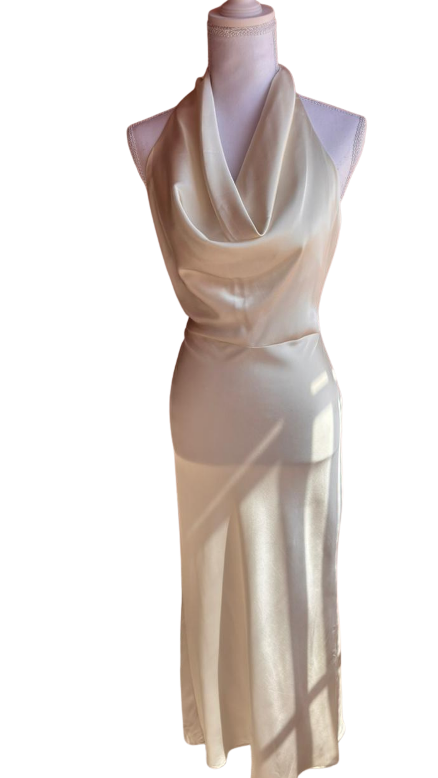Vestido Satinado Cuello Cowl