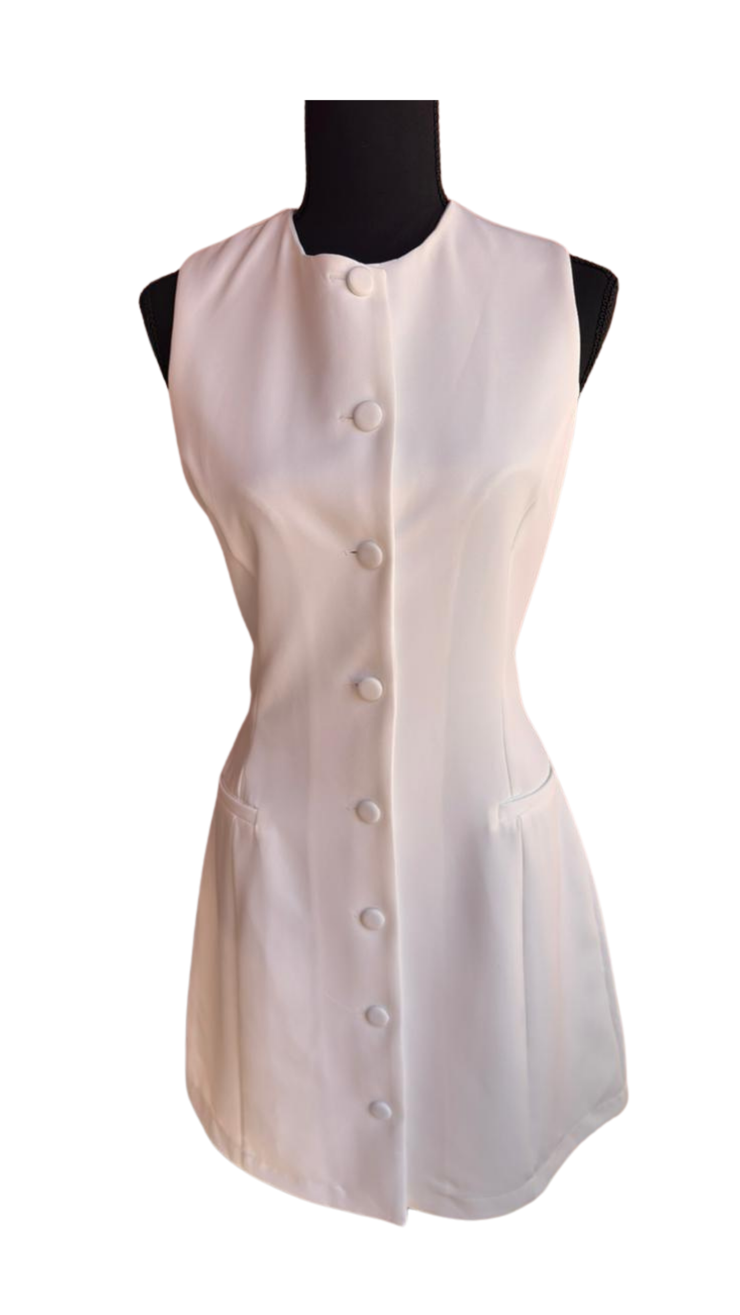 Vestido clasico cuello redondo con botones