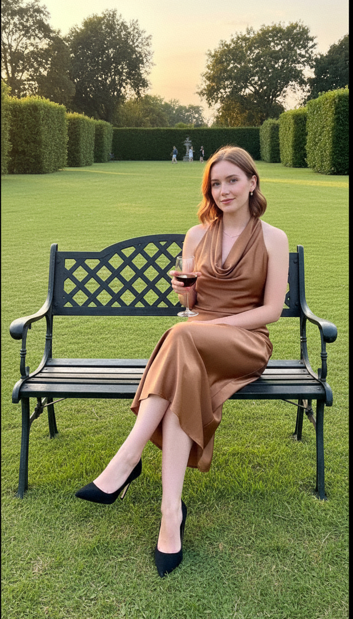 Vestido Satinado Cuello Cowl