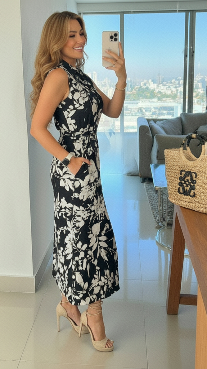 Vestido midi floreado