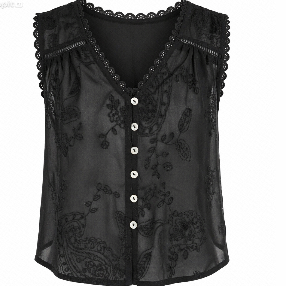 Blusa Rosa con Encaje y Bordado Floral